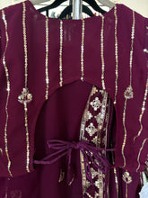 Plum and gold embroidered partywear readymade Lehenga (plus size)