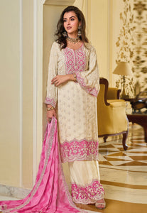 Cream and pink palazzo set