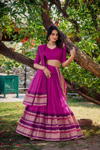 Pure chanderi and zari Lehenga in hot pink (skirt stitched)