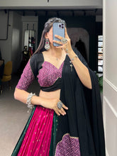 Dola silk and cotton green and pink chaniya choli readymade