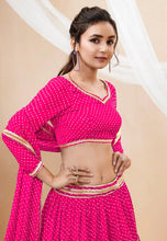 Hot pink leheriya Georgette Lehenga