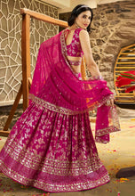Hot pink dola silk jacquard Lehenga