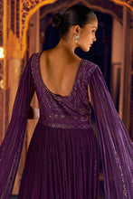 Purple Indo western stylish anarkali gown