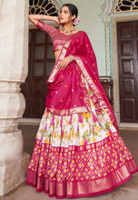 Tussar silk floral Lehenga in pink