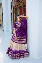 Chanderi silk elegant lehenga in off white (skirt stitched)