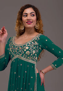 Georgette partywear readymade - gown with pants and dupatta (6 colours)