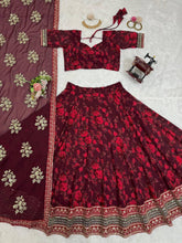 Deep red floral Lehenga