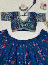 Blue floral georgette Lehenga