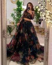 Black floral organza readymade Lehenga