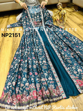 Teal blue floral silk palazzos with jacket