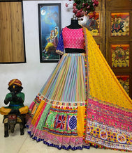 Rainbow cotton digital print with Mirror work chaniya choli (skirt stitched)