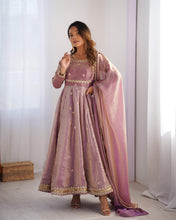 Dusty mauve anarkali in fendi silk