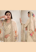 Prachi Desai cream chinon silk suit