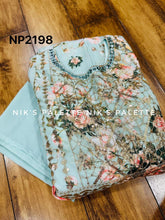 Niks - georgette printed sky blue anarkali
