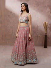 Coral Georgette Sequins with Heavy Zarkan Embroidery