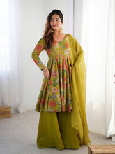 Mehendi green Roman silk kediya style palazzo