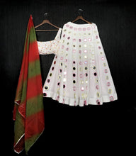 Gorgeous white mirror work Lehenga