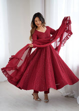 Maroon kali pattern sequinned anarkali