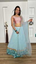 Sea green and pink glitter Lehenga