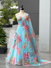 Light blue corset style floral Lehenga