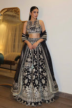 Black and gold embroidered lehenga