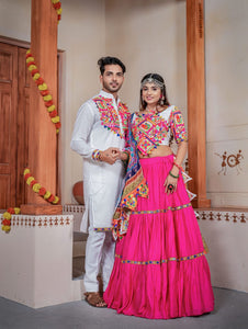 Three Tal traditional Lehenga Choli in pink (kids & men matching available)