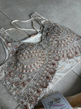 White gold tissue lehenga