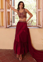 Maroon A line georgette lehenga