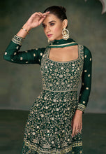 Janisha readymade - forest green georgette anarkali