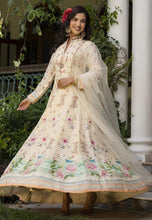 Dola silk jacquard pastel cream gown