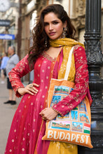 Pink toned jacquard silk anarkali