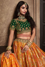 Royal collection- yellow and rani pink banarasi silk Lehenga
