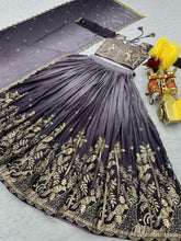 Lavender shaded chinon embroidered  readymade Lehenga