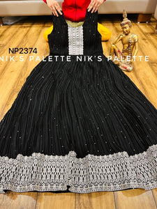 Niks collection - black silk pleated anarkali