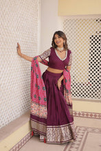 Viscose jacquard Lehenga with gaji silk dupatta in wine