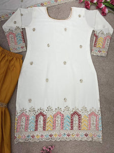 Mustard and white sharara set