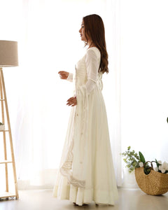 Off White Roman silk anarkali set readymade
