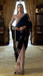 Velvet saree with sequinned blouse