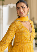 Yellow chikankari embroidered anarkali