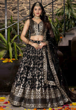 Black dola silk jacquard Lehenga