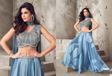 Elegant and flowy blue embroidered Lehenga