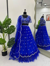 Royal blue threadwork Lehenga