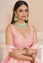 Pink georgette floral and sequins Lehenga