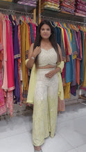 Deepika inspired Ombré lemon yellow and beige shaded partywear palazzo 3 piece