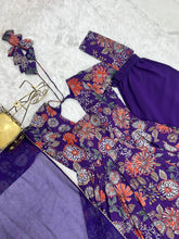 Purple Roman silk kediya style palazzo