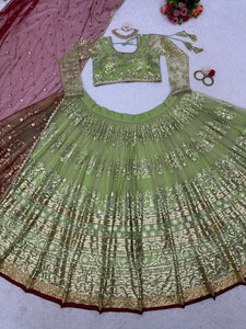 Perfect combination of green and gold Lehenga