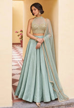 Baby blue soft silk embroidered lehenga - readymade with pockets (Copy)