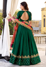 Bottle green vichitra silk Lehenga (skirt stitched)
