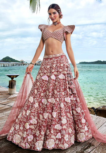 Rose gold floral Lehenga