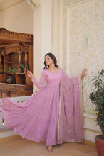 Pastel 5 layer gowns with sequinned dupatta in lavender